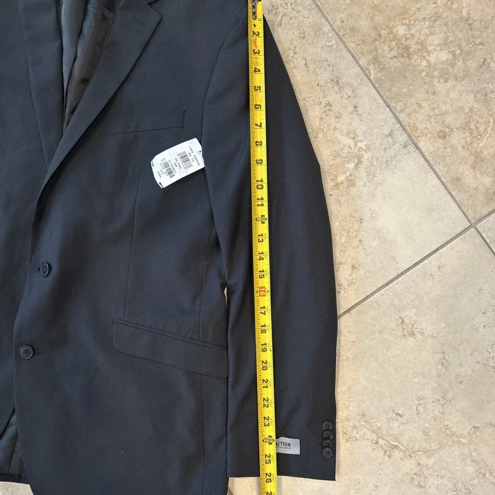 Kenneth Cole Reaction Suit Jacket Mens 44L Charcoal Grey Two Button Blazer New